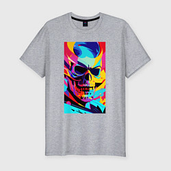 Футболка slim-fit Cool skull - pop art, цвет: меланж