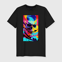 Футболка slim-fit Cool skull - pop art, цвет: черный