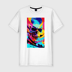 Футболка slim-fit Cool skull - pop art, цвет: белый