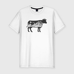 Мужская slim-футболка Домик в деревне