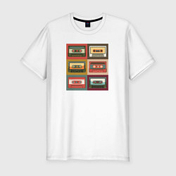 Мужская slim-футболка Коллекция ретро аудиокассет