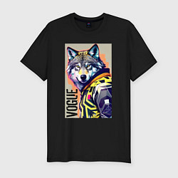 Футболка slim-fit Wolf fashionista - pop art, цвет: черный