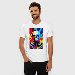 Футболка slim-fit Pop art skull, цвет: белый — фото 2