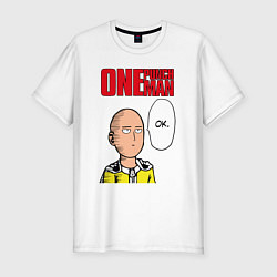 Футболка slim-fit Saitama - one punch man, цвет: белый