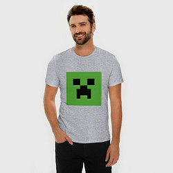 Футболка slim-fit Minecraft creeper face, цвет: меланж — фото 2