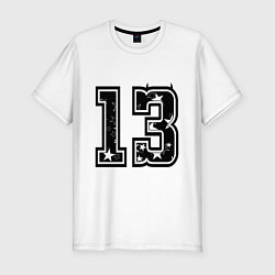 Мужская slim-футболка Год рождения номер регион 13 тринадцать