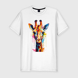 Футболка slim-fit Граффити с жирафом, цвет: белый