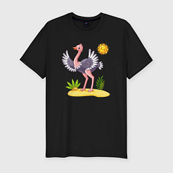 Футболка slim-fit Солнечный страус, цвет: черный