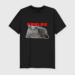 Футболка slim-fit Кот roblox, цвет: черный