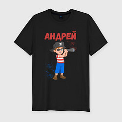 Футболка slim-fit Андрей юный моряк, цвет: черный