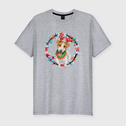 Футболка slim-fit Dog new year, цвет: меланж