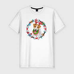 Футболка slim-fit Dog new year, цвет: белый