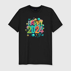 Мужская slim-футболка Happy 2024