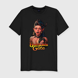 Футболка slim-fit Karlah - Baldurs gate - ahegao, цвет: черный