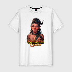 Футболка slim-fit Karlah - Baldurs gate - ahegao, цвет: белый