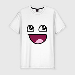 Футболка slim-fit Trollface глаза с улыбкой, цвет: белый