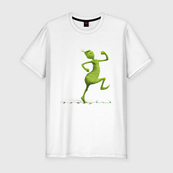 Футболка slim-fit Веселый Гринч похититель Рождества, цвет: белый