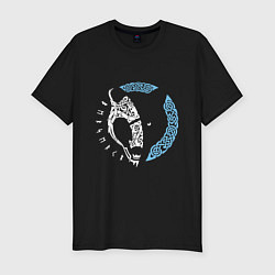Мужская slim-футболка Вольчья голова с кельтскими символами