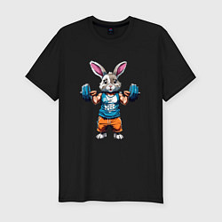 Футболка slim-fit Кролик спортсмен, цвет: черный