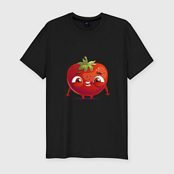 Футболка slim-fit Милая помидорка, цвет: черный