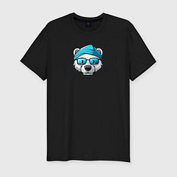 Футболка slim-fit Милый полярный медведь, цвет: черный