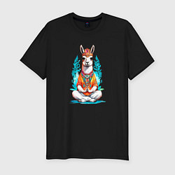 Футболка slim-fit Лама йог в позе лотос, цвет: черный
