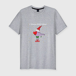 Мужская slim-футболка Гном мальчик новогодний