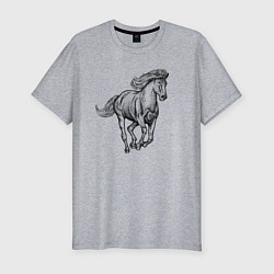 Футболка slim-fit Жеребец скачущий, цвет: меланж