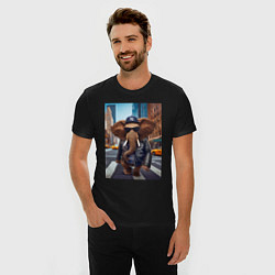 Футболка slim-fit Funny elephant - a New Yorker - ai art, цвет: черный — фото 2