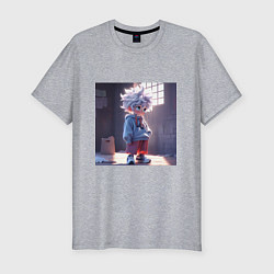 Футболка slim-fit Killua Zoldyck аниме персонаж из Hunter x Hunter, цвет: меланж