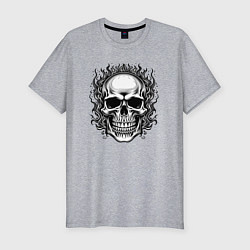 Футболка slim-fit Skull on fire from napalm 696, цвет: меланж