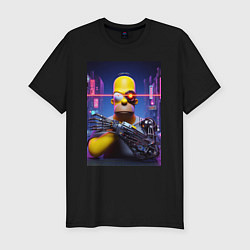 Футболка slim-fit Cyber Homer Simpson - ai art, цвет: черный