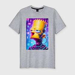 Мужская slim-футболка Cyber Bart Simpson - ai art