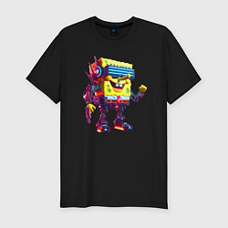 Футболка slim-fit Sponge Bob - cyberpunk - ai art, цвет: черный