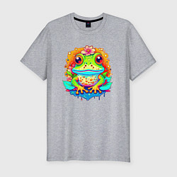 Мужская slim-футболка Неоновая лягушка