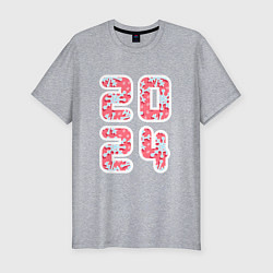 Мужская slim-футболка Цифры 2024 со снежинками