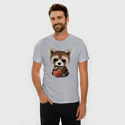 Футболка slim-fit Красная панда баскетболист, цвет: меланж — фото 2