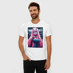 Футболка slim-fit Darling in the Franxx - zero two - ai art, цвет: белый — фото 2