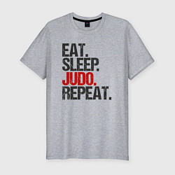 Футболка slim-fit Eat sleep judo repeat, цвет: меланж