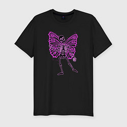 Мужская slim-футболка Скелет-бабочка