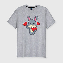 Футболка slim-fit Зайчишка с сердечками, цвет: меланж