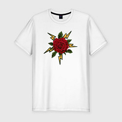 Футболка slim-fit Роза и молнии, цвет: белый