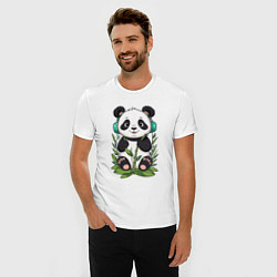 Футболка slim-fit Медвежонок панды в наушниках, цвет: белый — фото 2