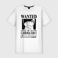 Футболка slim-fit Награда за голову Ророноа Зоро One Piece, цвет: белый