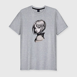 Футболка slim-fit Аниме девушка в ракурсе, цвет: меланж