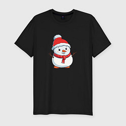 Мужская slim-футболка Снеговик просит обнимашки