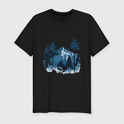 Футболка slim-fit Графика горный пейзаж, цвет: черный