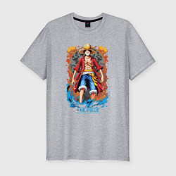 Мужская slim-футболка One Piece - загадочный Луффи