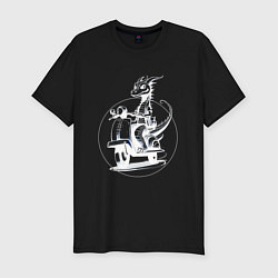 Мужская slim-футболка Дракон на скутере