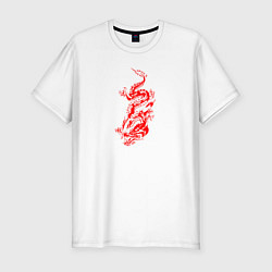 Футболка slim-fit Японский красный дракон, цвет: белый